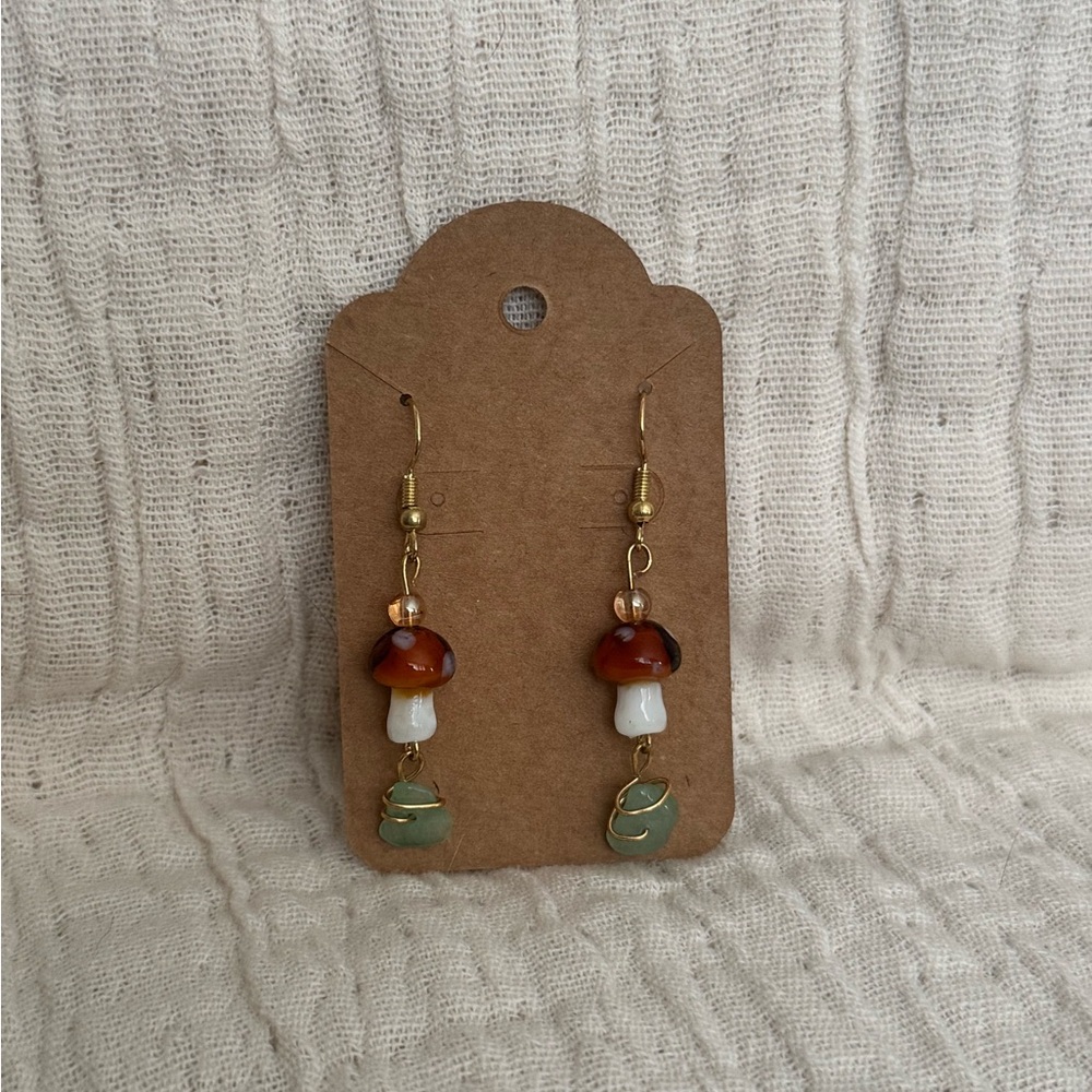 Elegant Gold and Brown Mushroom Earrings